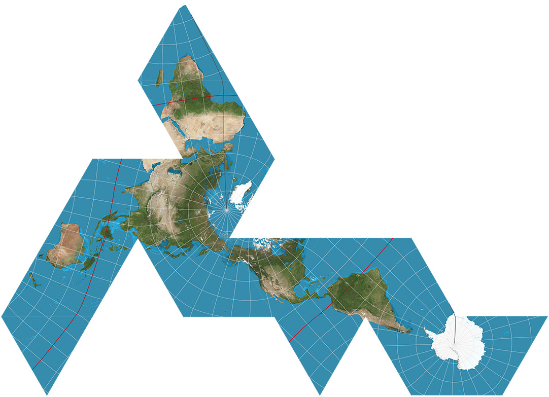 Regular conformal icosahedron of entire world.